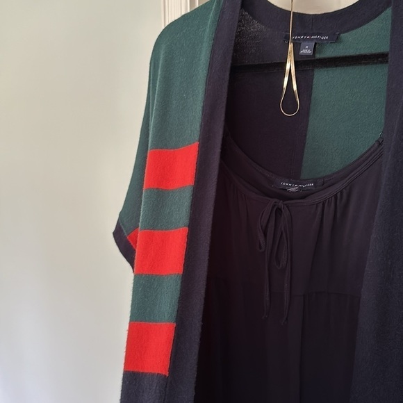 RUGBY Tommy Hilfiger Knit Cape Stripes Arm Holes 32” Length - Picture 5 of 13